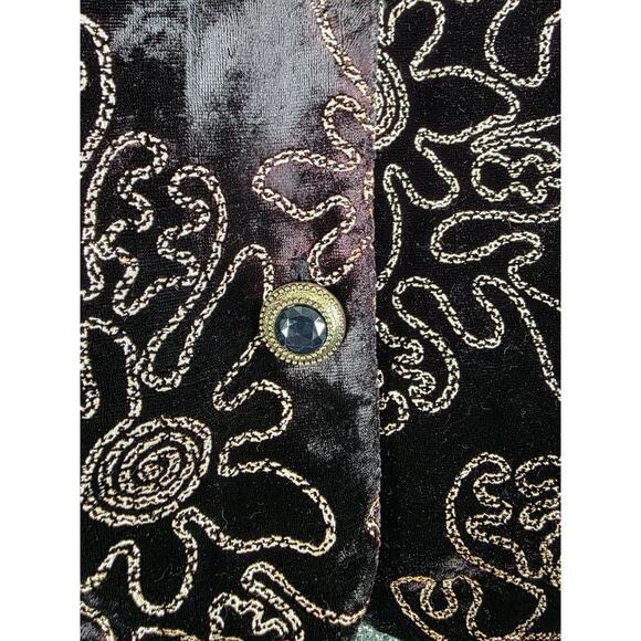Byer California Très Paquette Black Velvet Dress Jacket Floral Embroidery Ornate - Picture 5 of 5